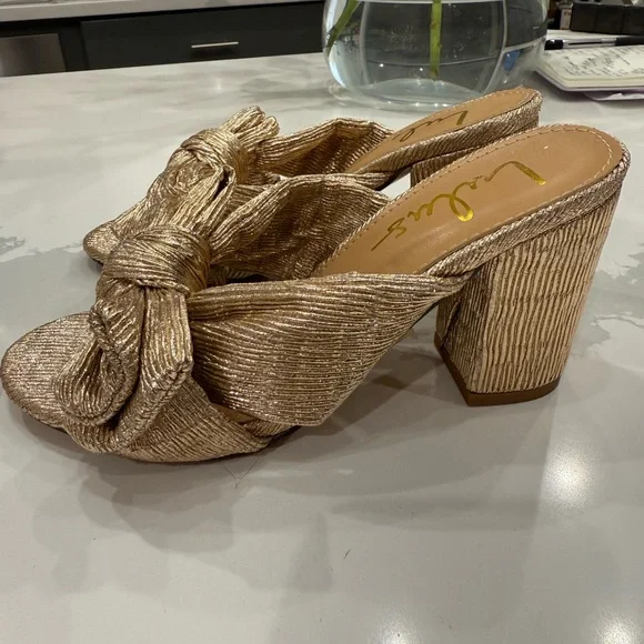 Lulu's Gold Knotted High Heeled Sandals with Bow Detail - Picture 7 of 8